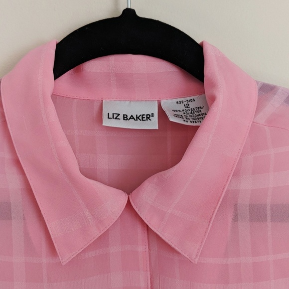 Pink Plaid Button Down Blouse - Picture 2 of 5